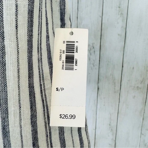 Old Navy | Linen-Cotton Striped Flutter Sleeve Top - Picture 8 of 12